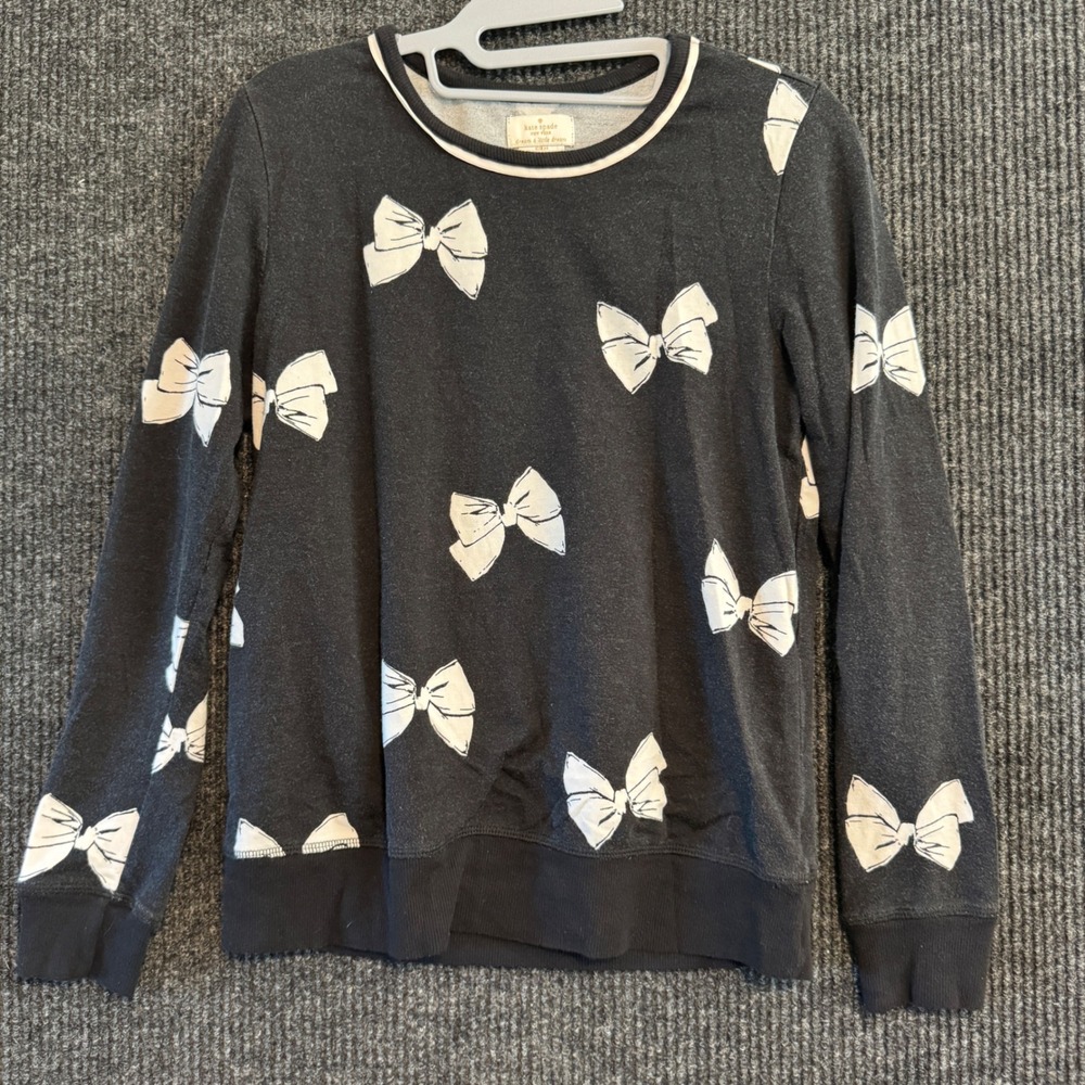 Kate Spade Dream a Little Dream Pajama Top Womens XS Black White Bow Print
